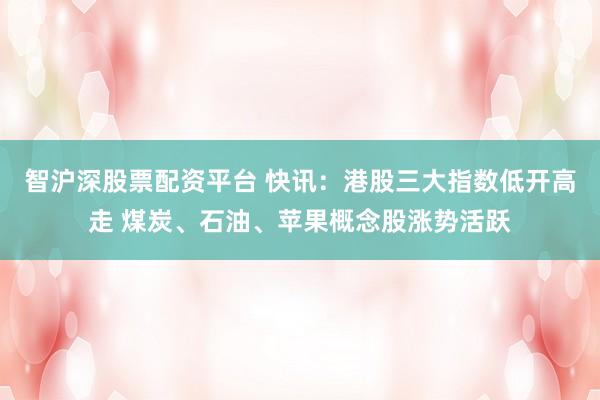 智沪深股票配资平台 快讯：港股三大指数低开高走 煤炭、石油、苹果概念股涨势活跃