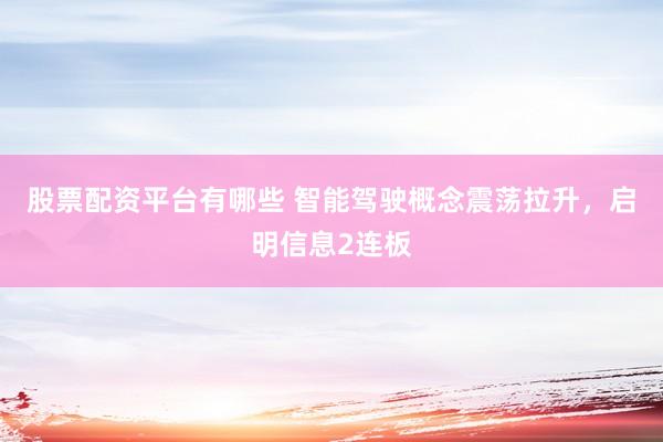 股票配资平台有哪些 智能驾驶概念震荡拉升，启明信息2连板