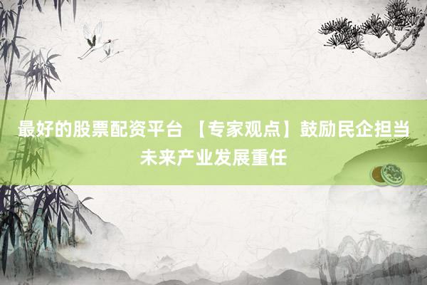 最好的股票配资平台 【专家观点】鼓励民企担当未来产业发展重任