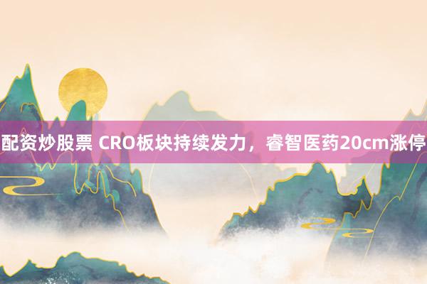 配资炒股票 CRO板块持续发力，睿智医药20cm涨停