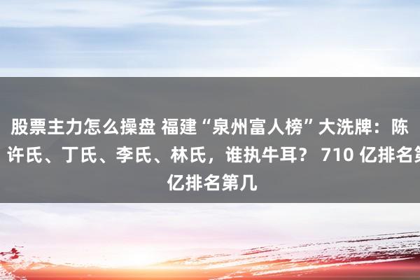 股票主力怎么操盘 福建“泉州富人榜”大洗牌：陈氏、许氏、丁氏、李氏、林氏，谁执牛耳？ 710 亿排名第几