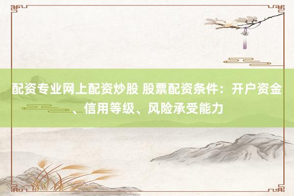 配资专业网上配资炒股 股票配资条件：开户资金、信用等级、风险承受能力