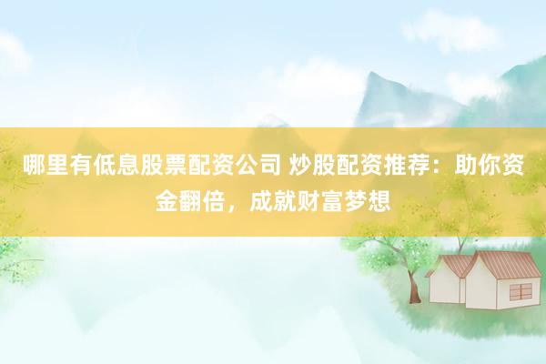哪里有低息股票配资公司 炒股配资推荐：助你资金翻倍，成就财富梦想