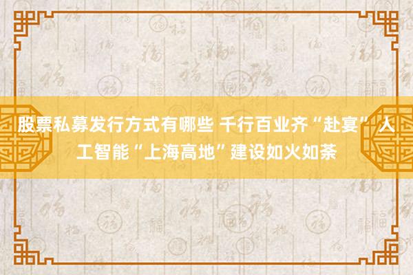 股票私募发行方式有哪些 千行百业齐“赴宴” 人工智能“上海高地”建设如火如荼